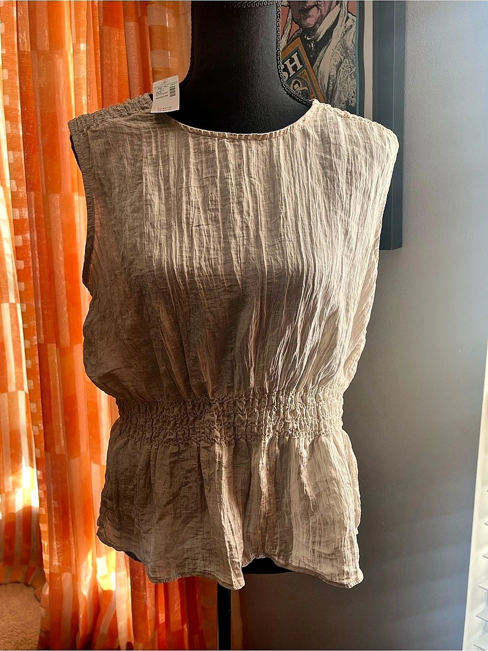Maurices Crinkled Waist Tank Top Brown Medium NWT
